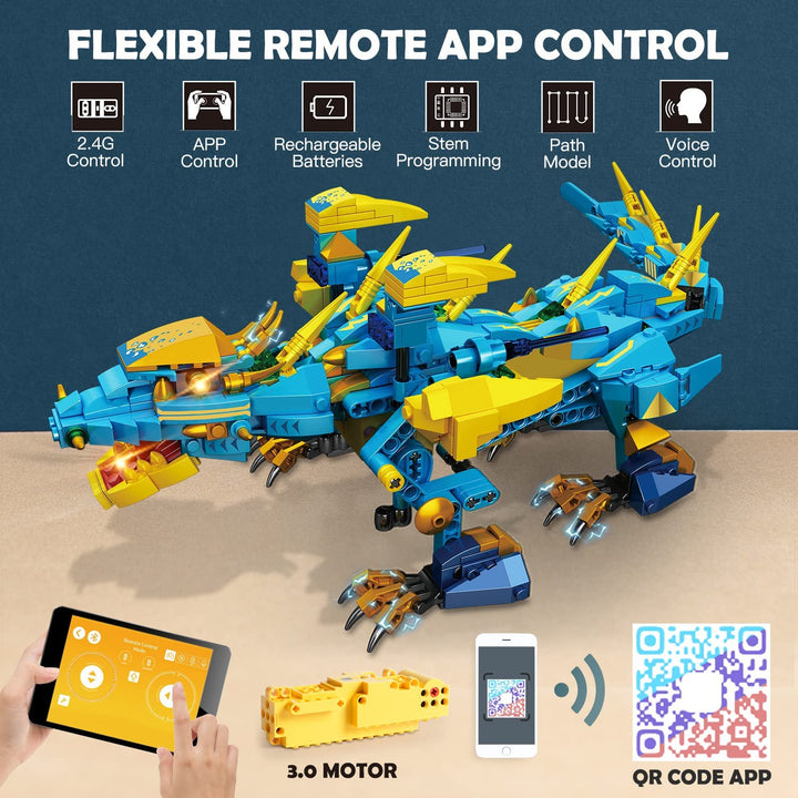 HOGOKIDS Remote Controlled Dragon Toy for Children 515 Pieces Techno