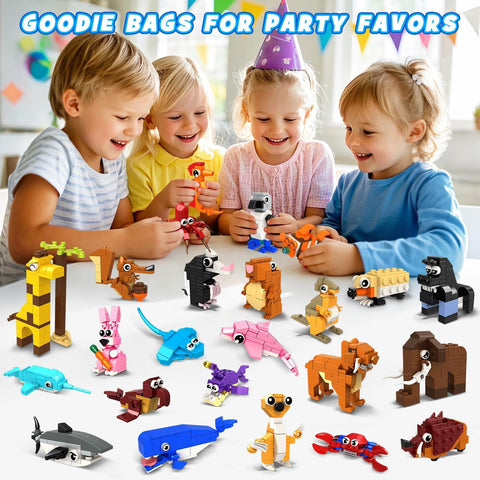 24 Pack Easter Basket Fillers Party Favors for Kids – 1000 PCS Mini Animals Building Block Toy Set for Easter Goodie Bag Stuffers Classroom Prizes Birthday Easter Gifts for Kids 6+