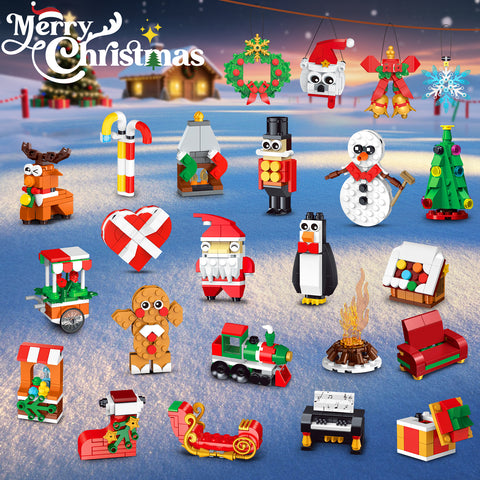 HiWEEGO 24 Packs Christmas Ornaments Building Set - Hanging Christmas Tree Wreath Xmas Gifts Stocking，6+ Kids