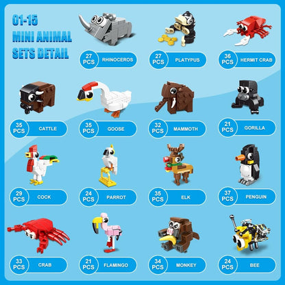 30 Packs Party Favors for Kids - 867PCS Animals Building Blocks Sets for Classroom Prizes Goodie Bag Fillers Stocking Stuffers Birthday Valentines Easter Gifts for Kids Boys Girls 6+