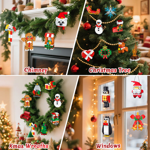 HiWEEGO 24 Packs Christmas Ornaments Building Set - Hanging Christmas Tree Wreath Xmas Gifts Stocking，6+ Kids