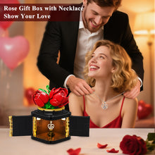 HOGOKIDS Flower Box Building Set with LED Light & Necklace, Preserved Roses with Heart Necklace I Love You Gift(312 PCS)