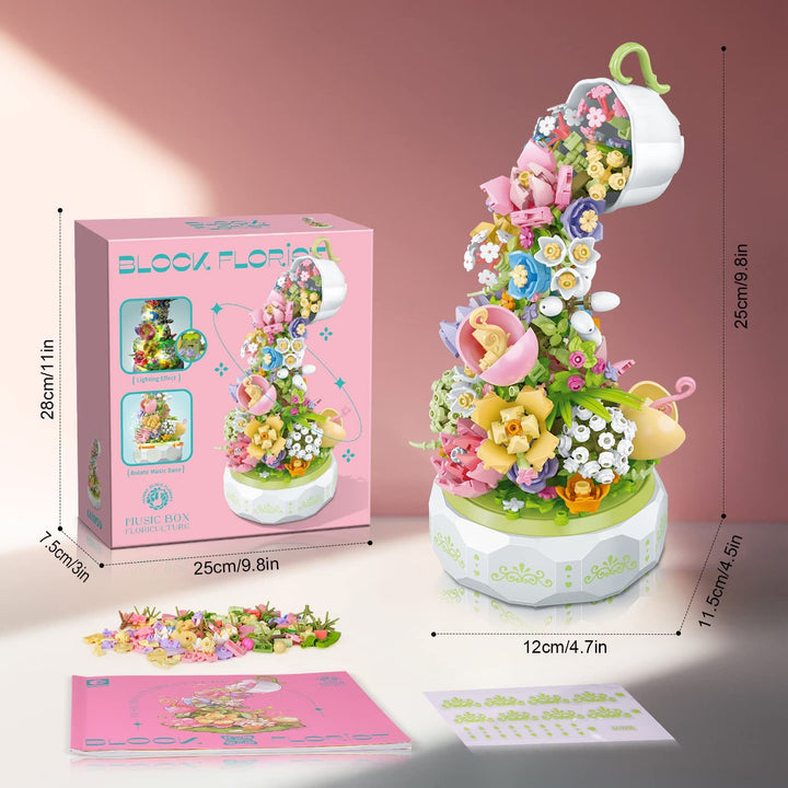 HOGOKIDS Flowers Music Box Building Set with Light Creative Bouquet B