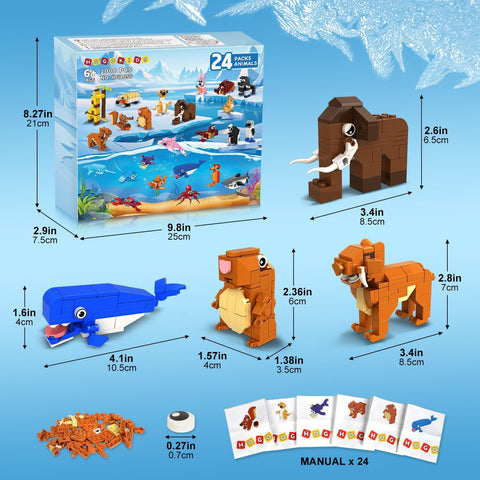 24 Pack Easter Basket Fillers Party Favors for Kids – 1000 PCS Mini Animals Building Block Toy Set for Easter Goodie Bag Stuffers Classroom Prizes Birthday Easter Gifts for Kids 6+