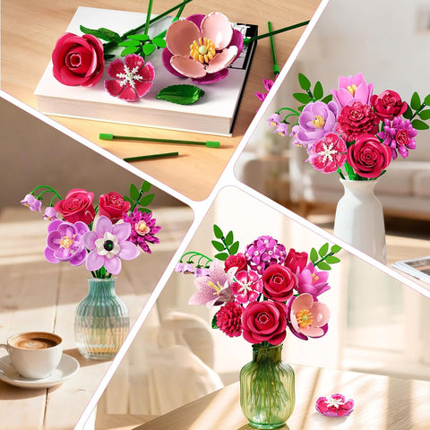 CUBIMANA 21 Rose Red Botanical Collection Kit for Adults Women, Valentine's Day Gift for Her/Wife/Girlfriend/Mom, 832 PCS