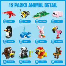 12 Pack Animals Building Blocks Sets for Valentines Day Gifts Party Favors Goodie Bags Classroom Prizes Fillers Stocking Stuffers Birthday Easter Gifts for Boys Girls