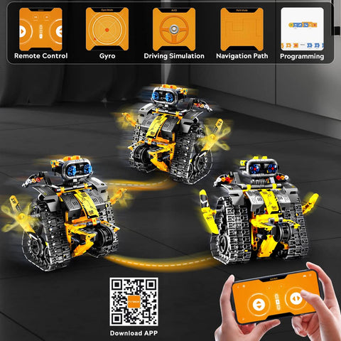 HOGOKIDS Robot Building Toys for Kids - 5 in 1 Remote & APP Controlled Building Set | RC Wall/Engineer Robot/Mech Dinosaur STEM Toys for Boys Girls Age 6+ Year Old (520 Pcs)