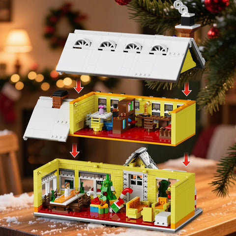 Advent Calendar 2025 Christmas Building Set with Light, 24 Days Christmas Countdown House Mini Building Block Kit，Age 12+