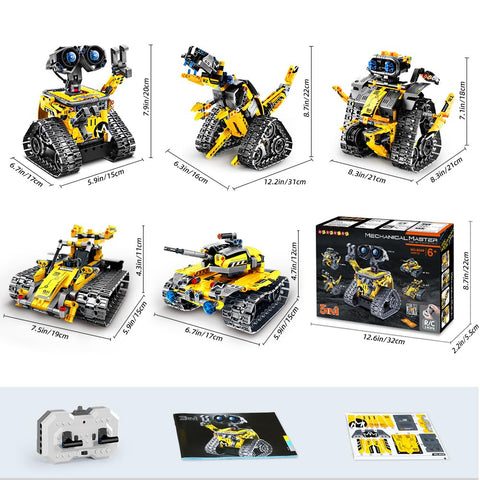 HOGOKIDS Robot Building Toys for Kids - 5 in 1 Remote & APP Controlled Building Set | RC Wall/Engineer Robot/Mech Dinosaur STEM Toys for Boys Girls Age 6+ Year Old (520 Pcs)