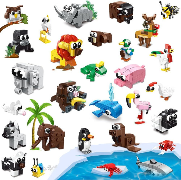 30 Packs Party Favors for Kids - 867PCS Animals Building Blocks Sets for Classroom Prizes Goodie Bag Fillers Stocking Stuffers Birthday Valentines Easter Gifts for Kids Boys Girls 6+