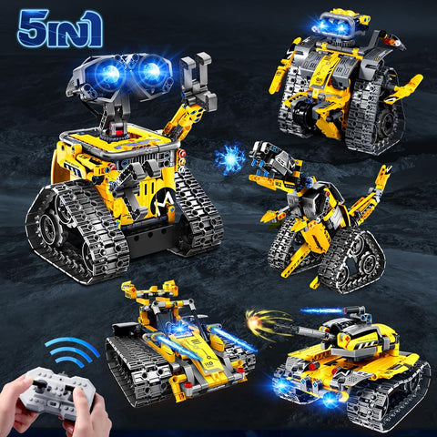 HOGOKIDS Robot Building Toys for Kids - 5 in 1 Remote & APP Controlled Building Set | RC Wall/Engineer Robot/Mech Dinosaur STEM Toys for Boys Girls Age 6+ Year Old (520 Pcs)