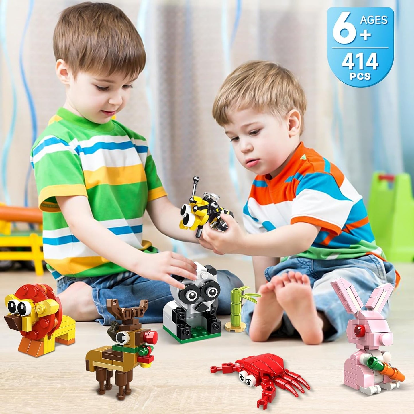 12 Pack Animals Building Blocks Sets for Valentines Day Gifts Party Favors Goodie Bags Classroom Prizes Fillers Stocking Stuffers Birthday Easter Gifts for Boys Girls