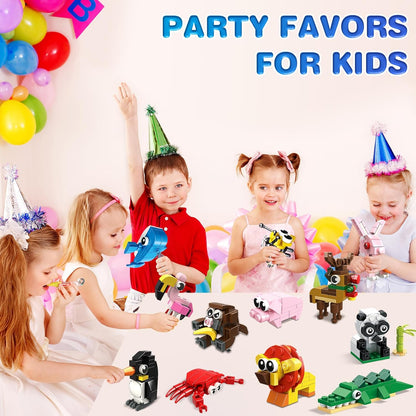 12 Pack Animals Building Blocks Sets for Valentines Day Gifts Party Favors Goodie Bags Classroom Prizes Fillers Stocking Stuffers Birthday Easter Gifts for Boys Girls