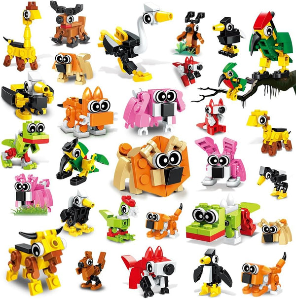 Animals Building Block Toy 20 Pack, Valentines Day Gifts Goodie Bags Stocking Stuffer Classroom Prizes Building Set