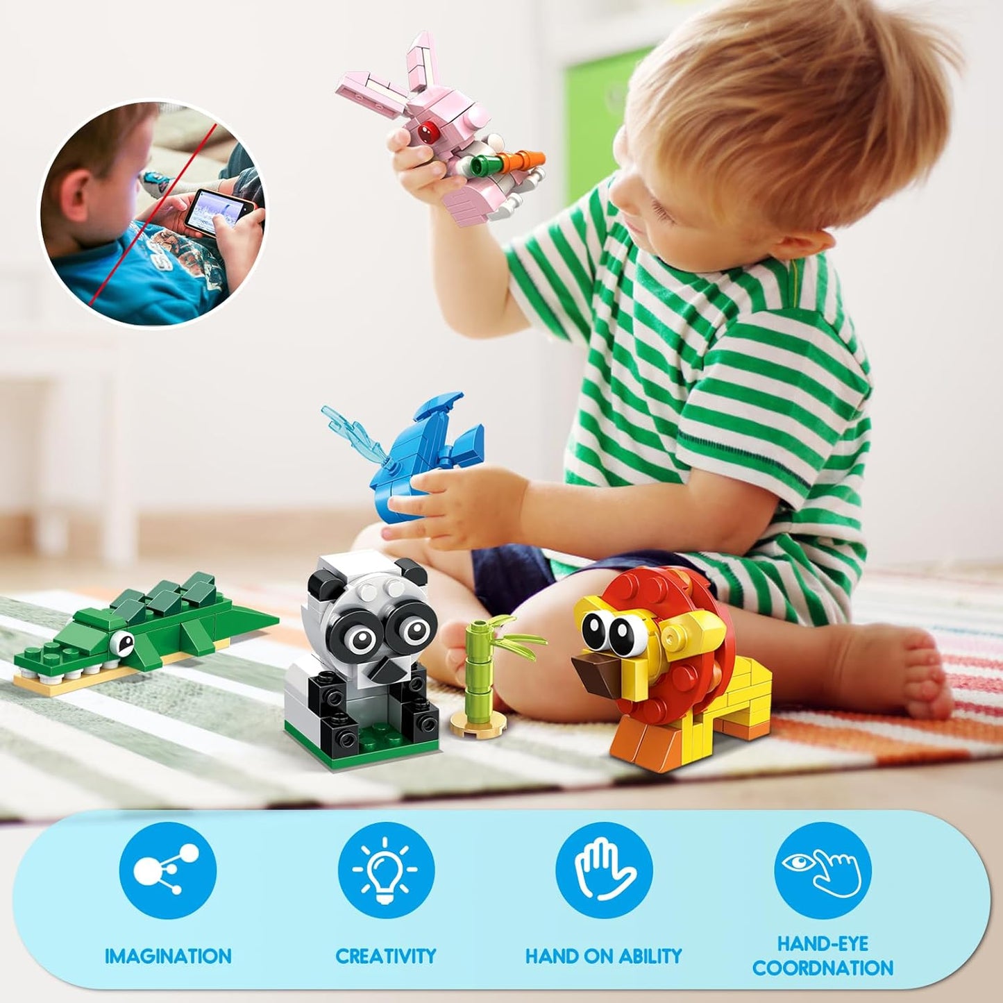 12 Pack Animals Building Blocks Sets for Valentines Day Gifts Party Favors Goodie Bags Classroom Prizes Fillers Stocking Stuffers Birthday Easter Gifts for Boys Girls