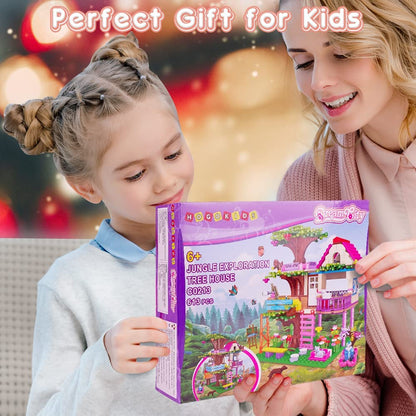 HOGOKIDS Tree House STEM Building Toy - Creative Construction Set 613PCS Forest House Building Bricks | Treehouse with Fountain and Animals, Building Block Toy