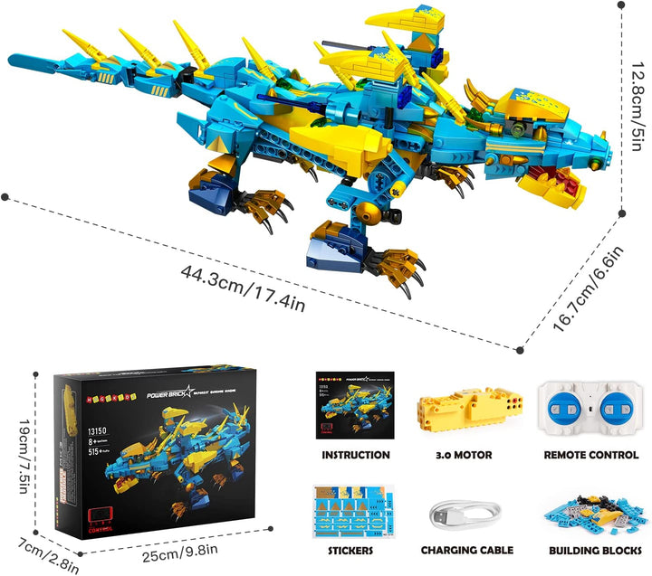 HOGOKIDS Remote Controlled Dragon Toy for Children 515 Pieces Techno