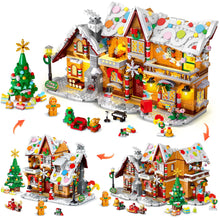 2025 Christmas Castle Village Building Block Toy with Santa Claus Xmas Tree Train，Ages 6+ (1477PCS)