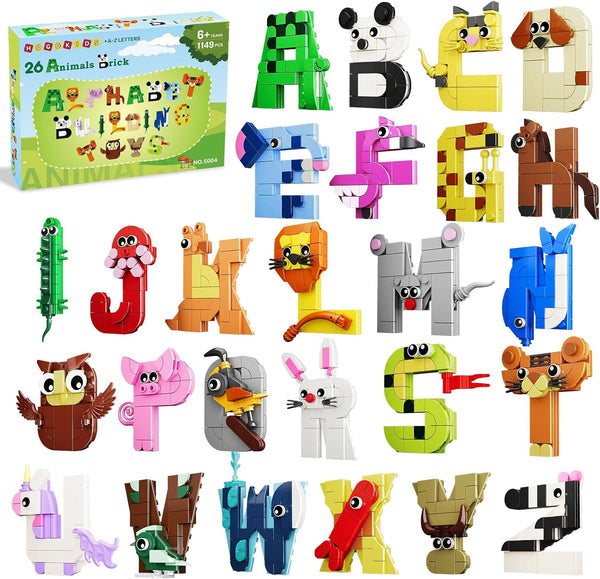 26 Packs Alphabet Party Favors for Kids - Animal Alphabet Lore Building Set | ABC Letters for Classroom Prizes Goodie Bag Fillers Stocking Stuffers Birthday Valentines Gifts for Boys Girls