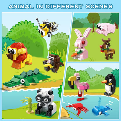 12 Pack Animals Building Blocks Sets for Valentines Day Gifts Party Favors Goodie Bags Classroom Prizes Fillers Stocking Stuffers Birthday Easter Gifts for Boys Girls