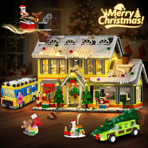 Advent Calendar 2025 Christmas Building Set with Light, 24 Days Christmas Countdown House Mini Building Block Kit，Age 12+