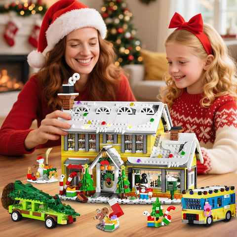 Advent Calendar 2025 Christmas Building Set with Light, 24 Days Christmas Countdown House Mini Building Block Kit，Age 12+
