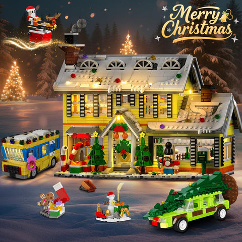 Advent Calendar 2025 Christmas Building Set with Light, 24 Days Christmas Countdown House Mini Building Block Kit，Age 12+
