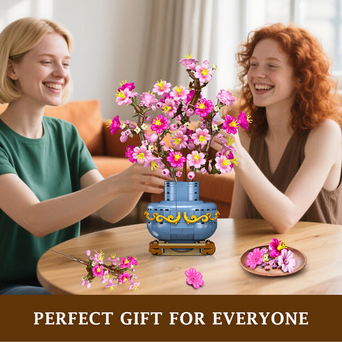 HOGOKIDS Flowers Cherry-Blossom Bonsai Building Set - 2 in 1 Artificial Bonsai Tree Plants for Home Decor (775PCS)