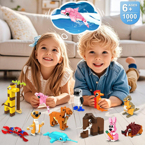 24 Pack Easter Basket Fillers Party Favors for Kids – 1000 PCS Mini Animals Building Block Toy Set for Easter Goodie Bag Stuffers Classroom Prizes Birthday Easter Gifts for Kids 6+