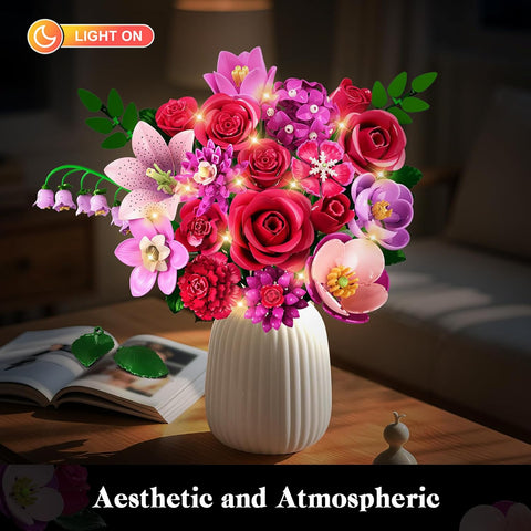 CUBIMANA 21 Rose Red Botanical Collection Kit for Adults Women, Valentine's Day Gift for Her/Wife/Girlfriend/Mom, 832 PCS