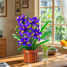 CUBIMANA Flowers Botanicals Iris Building Set - Artificial Purple Bonsai Plant for Home Office Décor, 808PCS