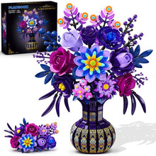 PLAXSOON Flowers Building Set with Vase for Her Adults, Botanical Decor
