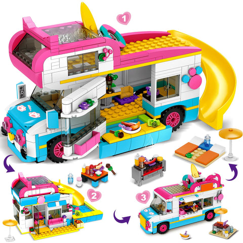 HOGOKIDS 3-in-1 Beach Camper Van Building Set, Gift for Boys Girls Age 6+
