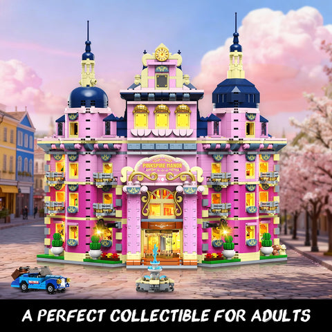 INSOON Pink Estate House Building Set with Lights