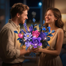 HiWEEGO 17 Artificial Flowers Toy, 887PCS Purple Roses Botanical Collection Building Block, Gothic Home Decor Valentine Birthday Gifts