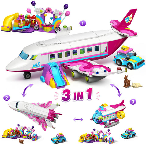 3-in-1 Friends Airplane Building Set with Light