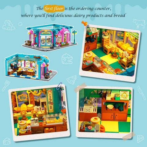INSOON Castle Dairy Bakery Store Building Set with Light