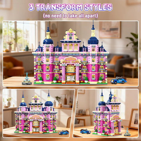 INSOON Pink Estate House Building Set with Lights