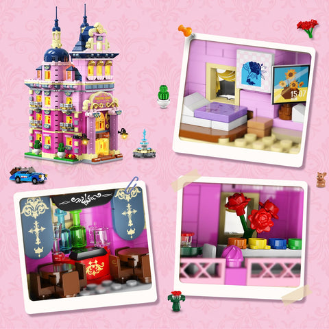 INSOON Pink Estate House Building Set with Lights