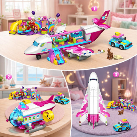 3-in-1 Friends Airplane Building Set with Light