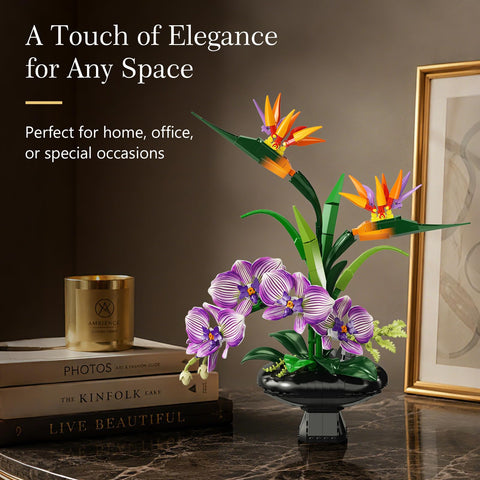 PLAXSOON Orchid Flowers Building Set for Adults, Botanical Collection Decor