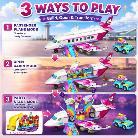 3-in-1 Friends Airplane Building Set with Light