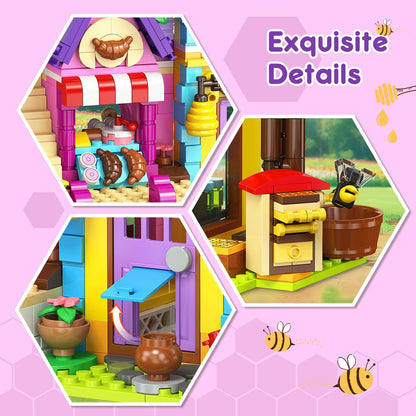 HOGOKIDS Beekeeping & Bakery House Building Toy with LED Light - 1084PCS，Ages 8-12+ Years