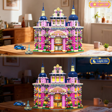 INSOON Pink Estate House Building Set with Lights