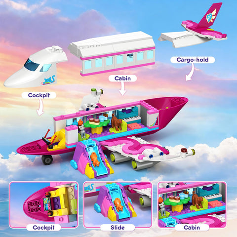3-in-1 Friends Airplane Building Set with Light
