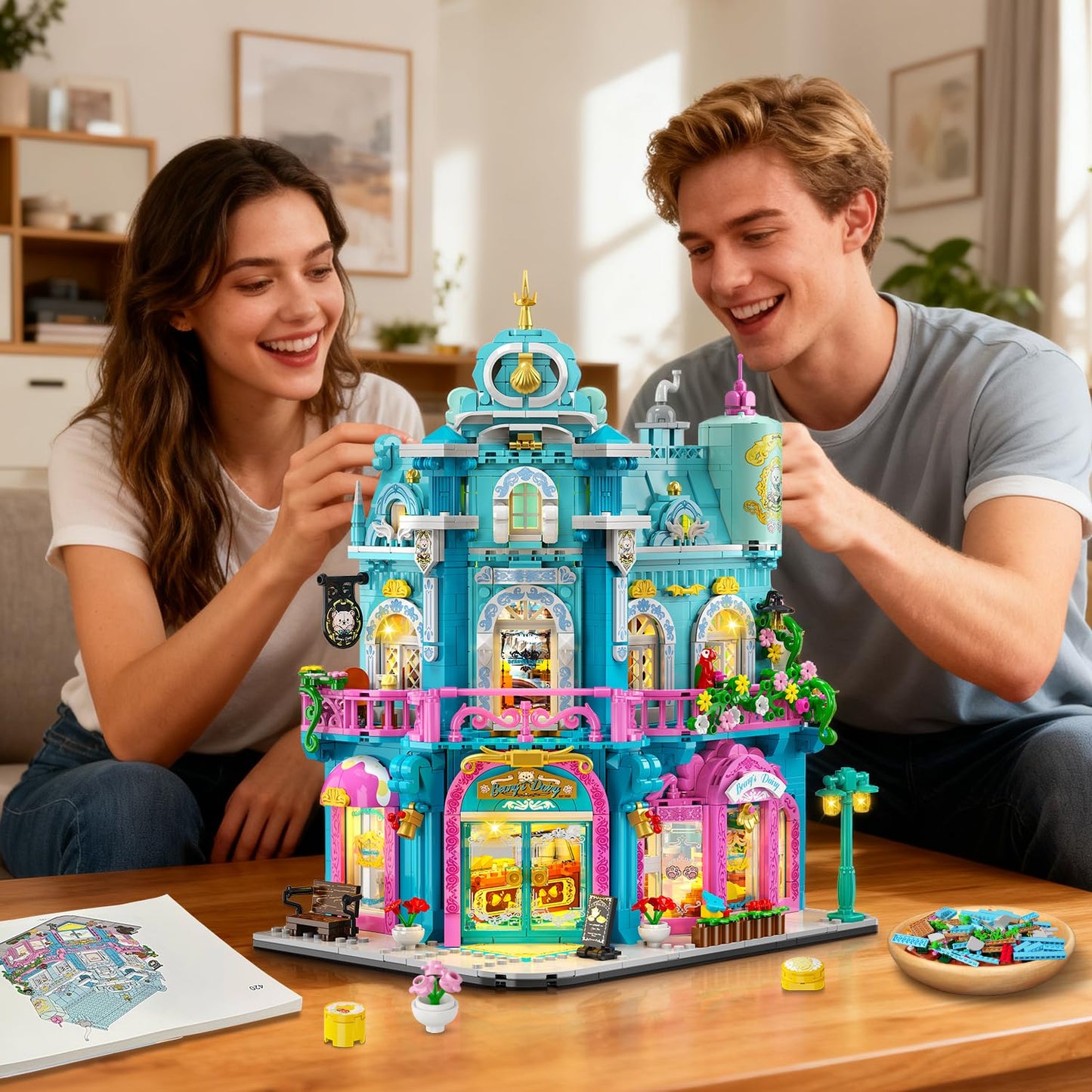INSOON Castle Dairy Bakery Store Building Set with Light
