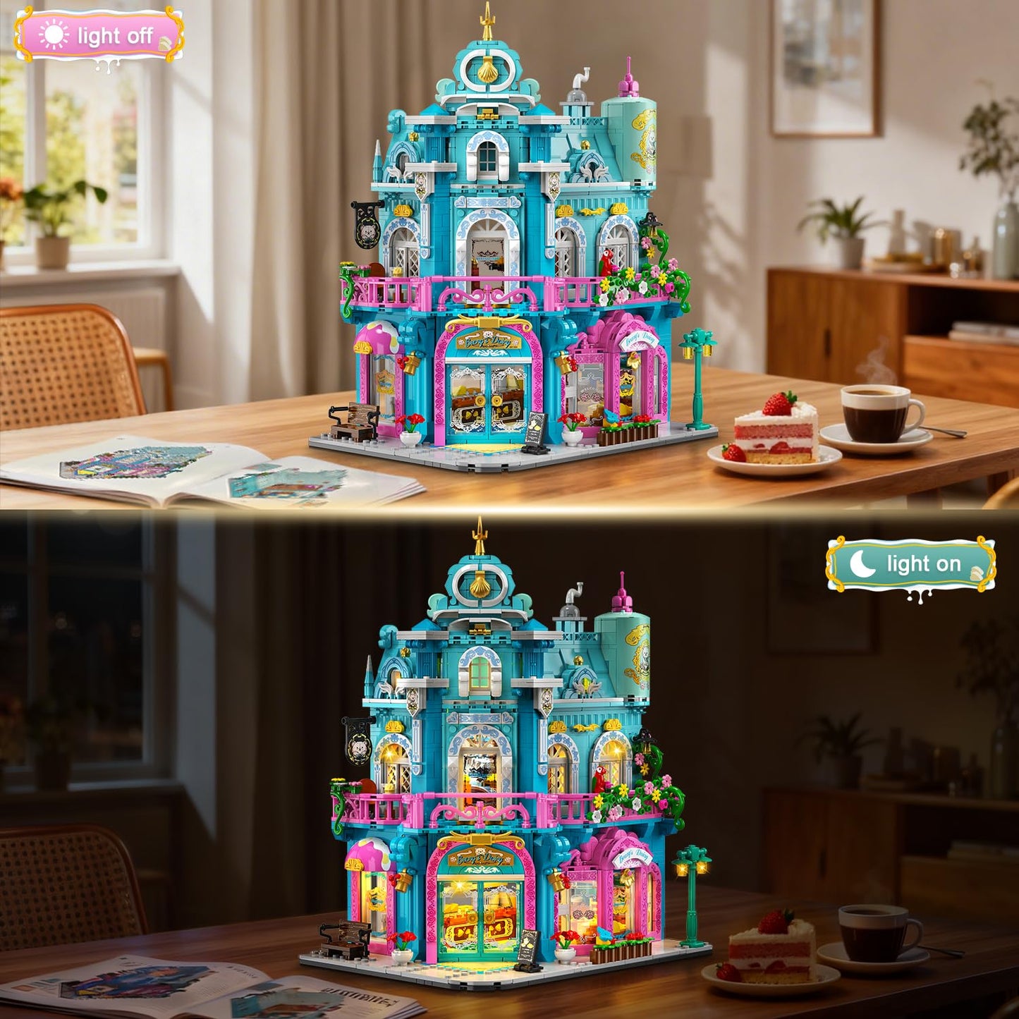 INSOON Castle Dairy Bakery Store Building Set with Light