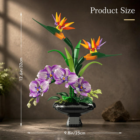 PLAXSOON Orchid Flowers Building Set for Adults, Botanical Collection Decor