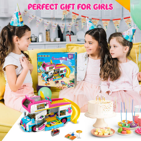HOGOKIDS 3-in-1 Beach Camper Van Building Set, Gift for Boys Girls Age 6+