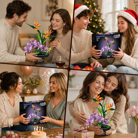 PLAXSOON Orchid Flowers Building Set for Adults, Botanical Collection Decor